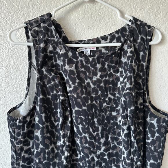 Black Snow Leopard Isaac Mizrahi Plus Size 22W Mini Dress - Picture 3 of 6